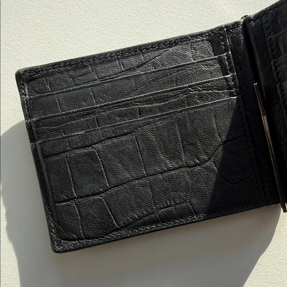 Yves Saint Laurent Croc-Embossed Black Money Clip